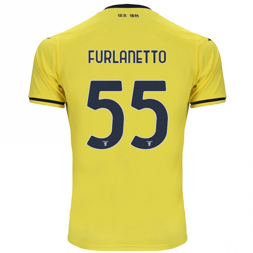 Gyermek Labdarúgás Alessio Furlanetto #55 Sárga Idegenbeli Jersey 2024/25 Mez Póló Ing