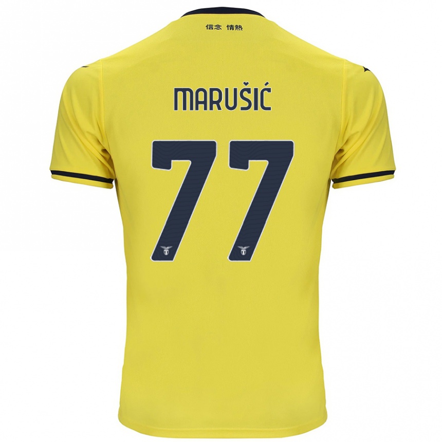 Gyermek Labdarúgás Adam Marusic #77 Sárga Idegenbeli Jersey 2024/25 Mez Póló Ing