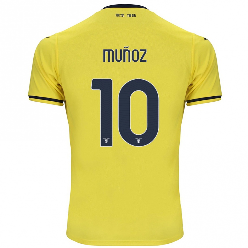 Gyermek Labdarúgás Cristo Muñoz #10 Sárga Idegenbeli Jersey 2024/25 Mez Póló Ing