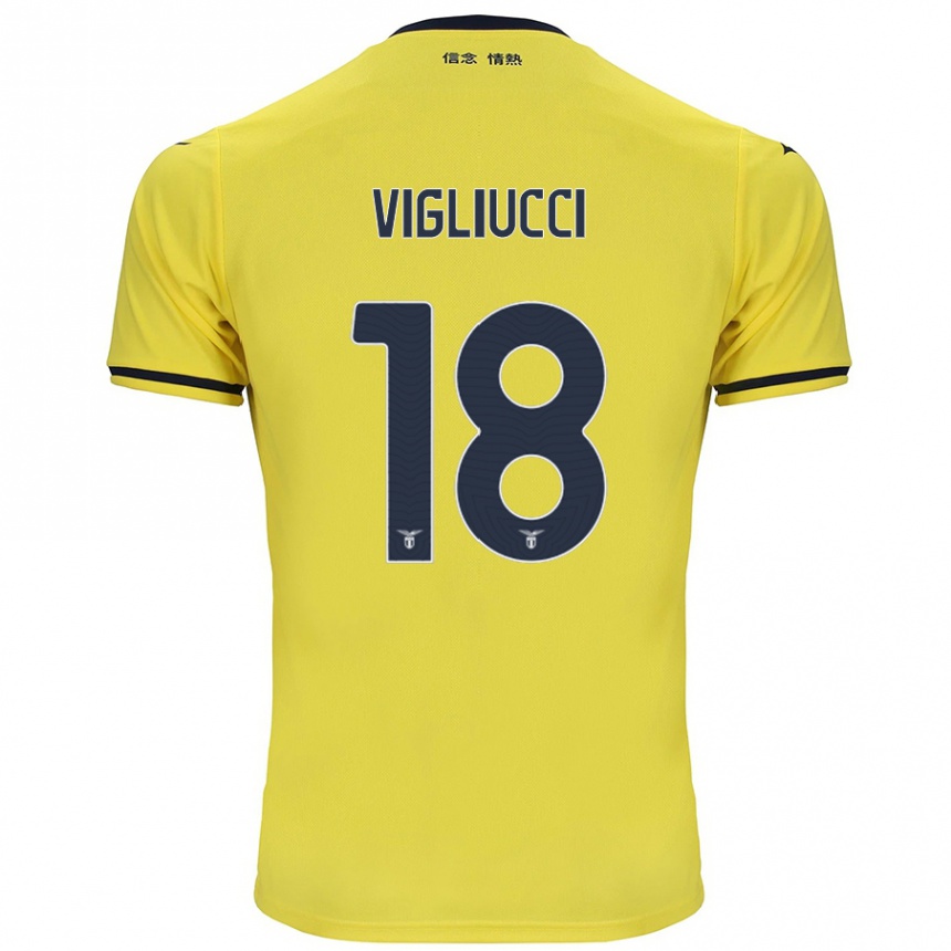 Gyermek Labdarúgás Chiara Vigliucci #18 Sárga Idegenbeli Jersey 2024/25 Mez Póló Ing