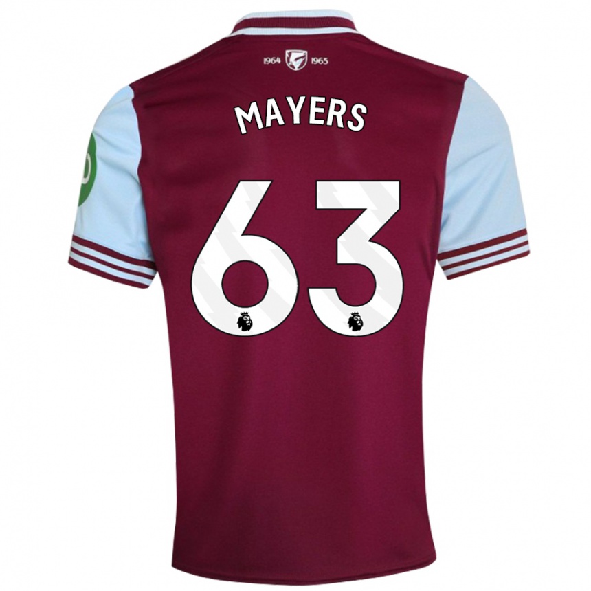 Férfi Labdarúgás Ezra Mayers #63 Sötétvörös Hazai Jersey 2024/25 Mez Póló Ing