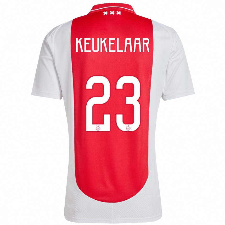 Férfi Labdarúgás Lotte Keukelaar #23 Piros Fehér Hazai Jersey 2024/25 Mez Póló Ing