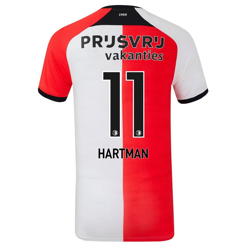 Férfi Labdarúgás Quilindschy Hartman #11 Piros Fehér Hazai Jersey 2024/25 Mez Póló Ing