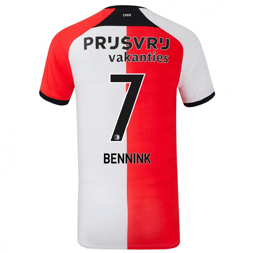 Férfi Labdarúgás Maxime Bennink #7 Piros Fehér Hazai Jersey 2024/25 Mez Póló Ing