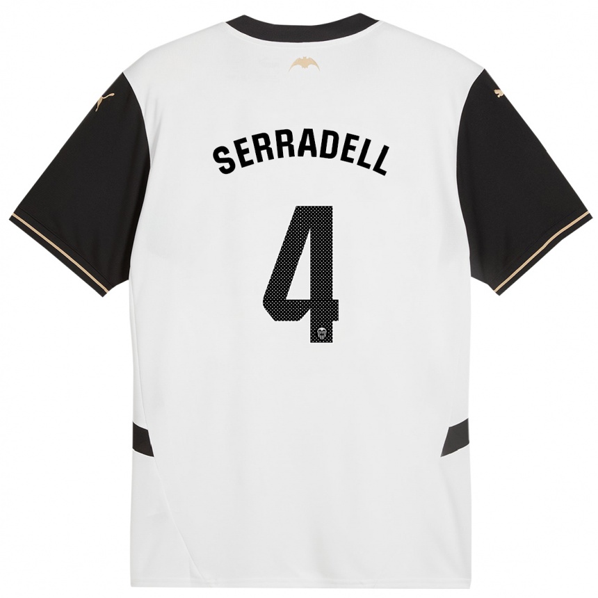 Férfi Labdarúgás Álex Serradell #4 Fehér Fekete Hazai Jersey 2024/25 Mez Póló Ing