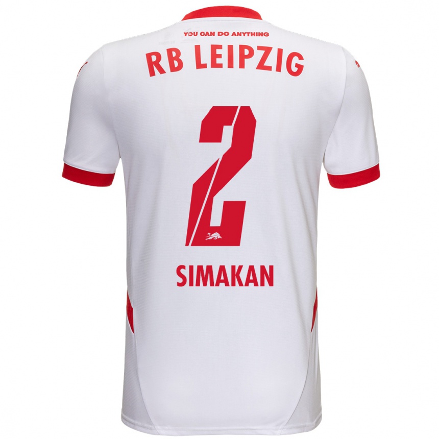 Férfi Labdarúgás Mohamed Simakan #2 Fehér Piros Hazai Jersey 2024/25 Mez Póló Ing