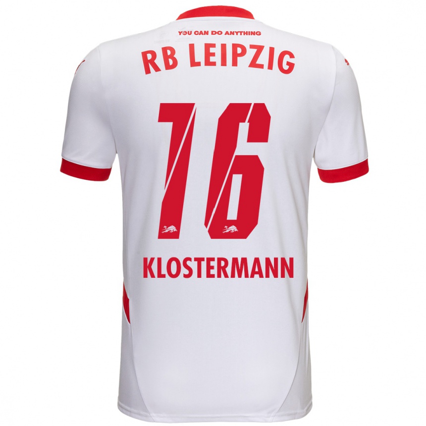 Férfi Labdarúgás Lukas Klostermann #16 Fehér Piros Hazai Jersey 2024/25 Mez Póló Ing