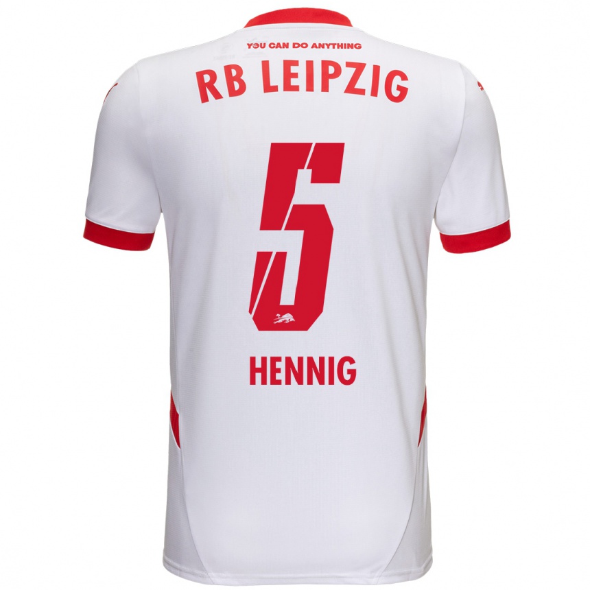 Férfi Labdarúgás Lenny Hennig #5 Fehér Piros Hazai Jersey 2024/25 Mez Póló Ing