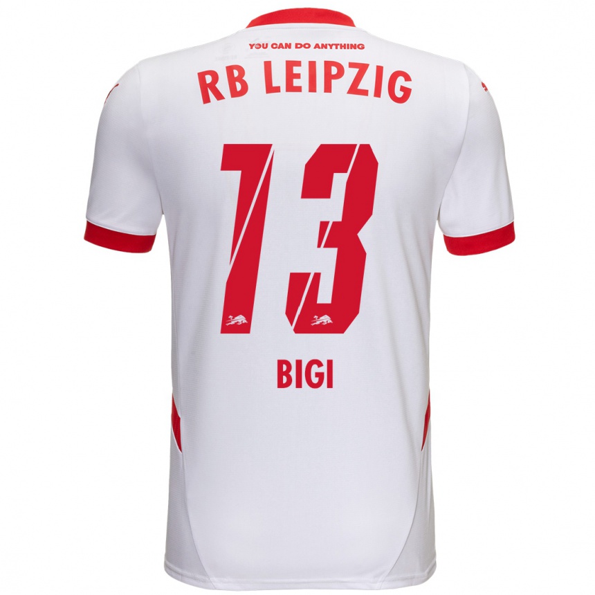 Férfi Labdarúgás Samim Bigi #13 Fehér Piros Hazai Jersey 2024/25 Mez Póló Ing