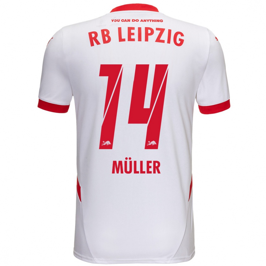 Férfi Labdarúgás Hannes Müller #14 Fehér Piros Hazai Jersey 2024/25 Mez Póló Ing