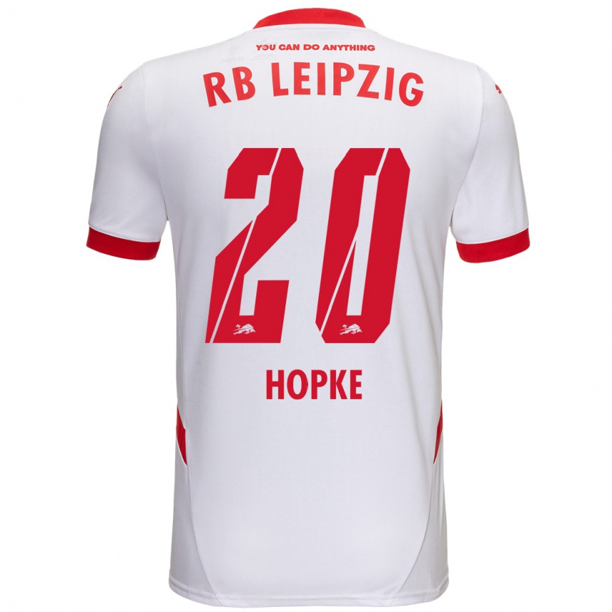 Férfi Labdarúgás Hannes Hopke #20 Fehér Piros Hazai Jersey 2024/25 Mez Póló Ing