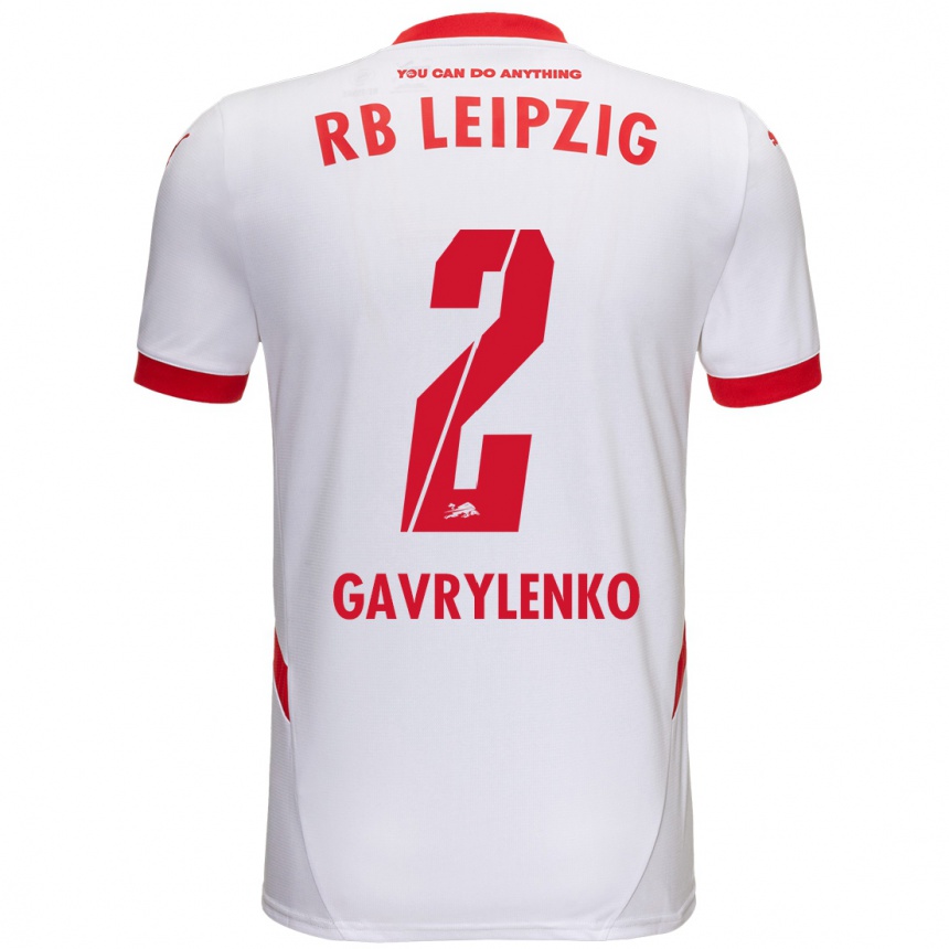 Férfi Labdarúgás Oleksandr Gavrylenko #2 Fehér Piros Hazai Jersey 2024/25 Mez Póló Ing