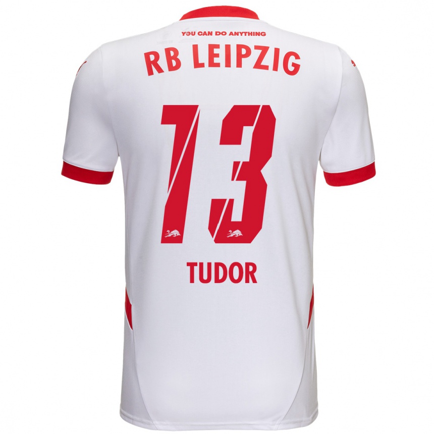 Férfi Labdarúgás Aaron Tudor #13 Fehér Piros Hazai Jersey 2024/25 Mez Póló Ing