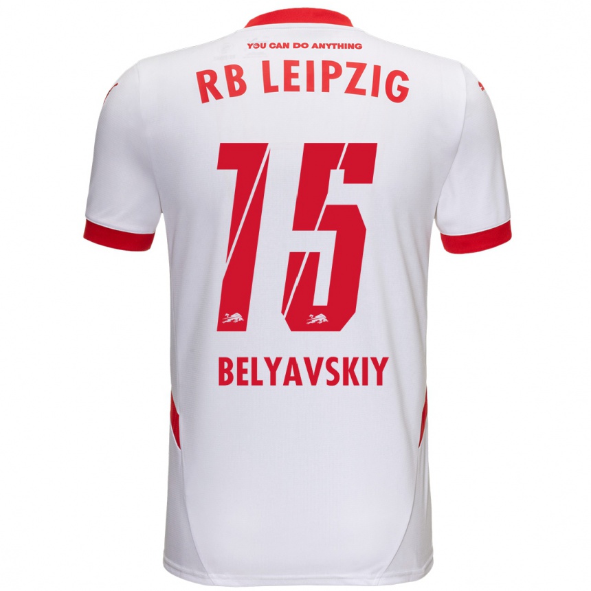 Férfi Labdarúgás David Belyavskiy #15 Fehér Piros Hazai Jersey 2024/25 Mez Póló Ing