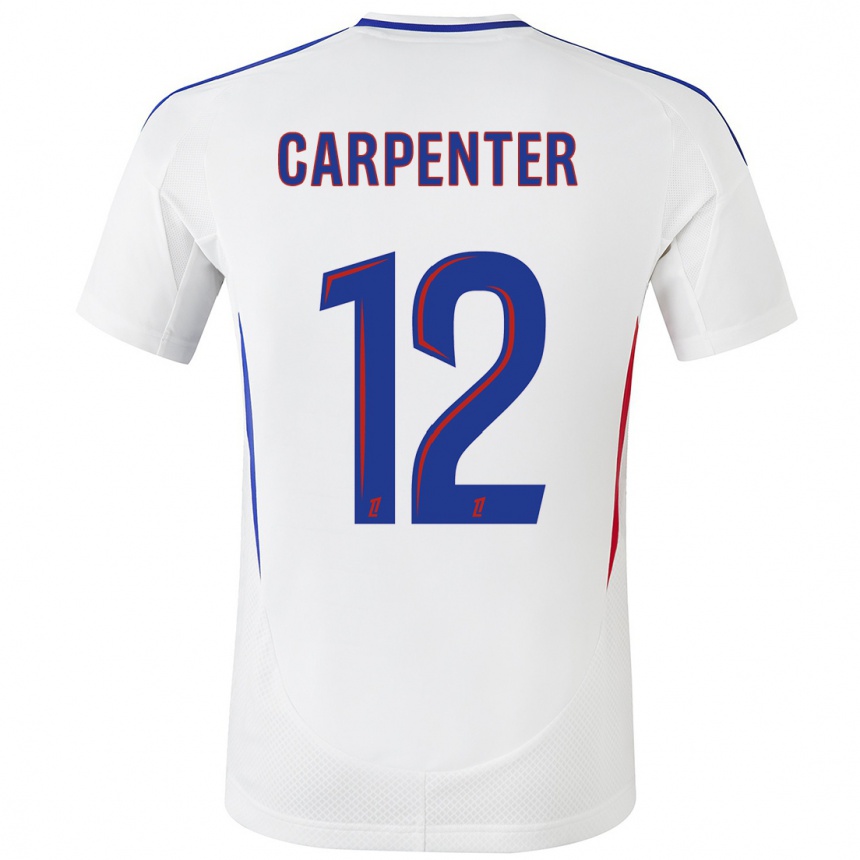 Férfi Labdarúgás Ellie Carpenter #12 Fehér Kék Hazai Jersey 2024/25 Mez Póló Ing