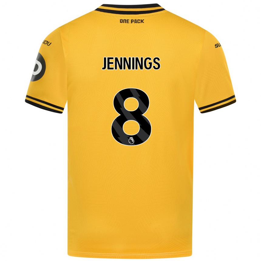 Férfi Labdarúgás Shannie Jennings #8 Sárga Hazai Jersey 2024/25 Mez Póló Ing