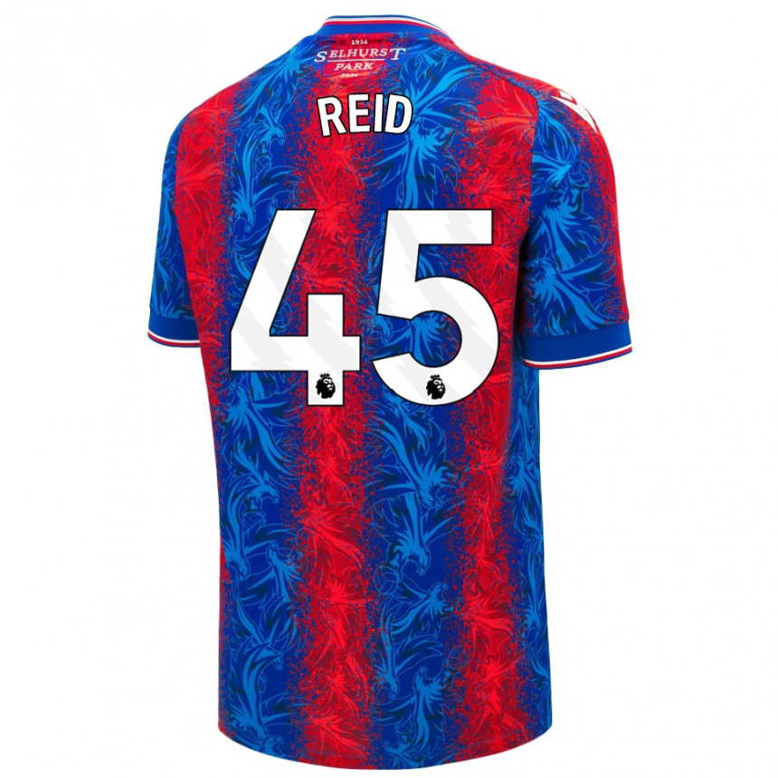 Férfi Labdarúgás Dylan Reid #45 Piros Kék Csíkok Hazai Jersey 2024/25 Mez Póló Ing