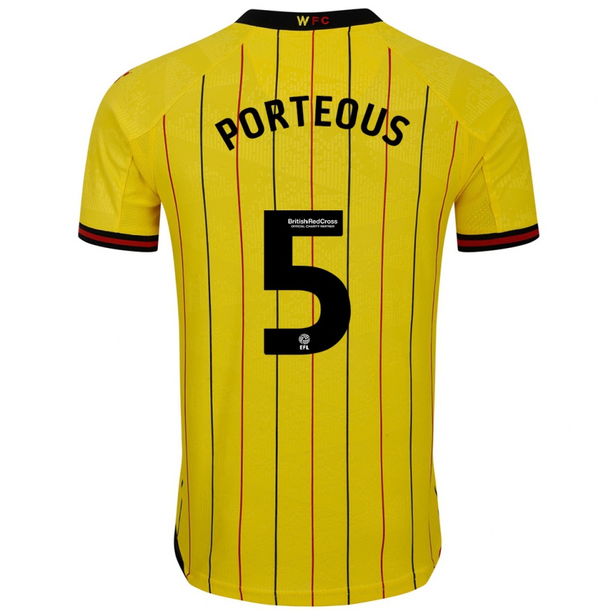 Férfi Labdarúgás Ryan Porteous #5 Sárga Fekete Hazai Jersey 2024/25 Mez Póló Ing