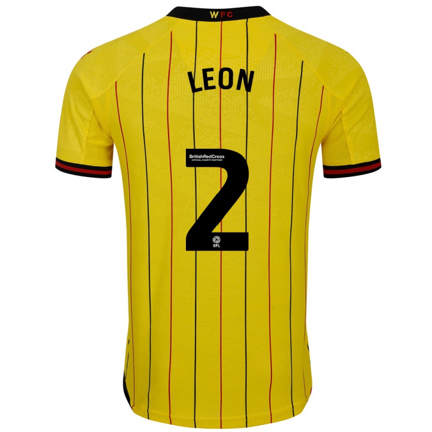 Férfi Labdarúgás Lucía León #2 Sárga Fekete Hazai Jersey 2024/25 Mez Póló Ing