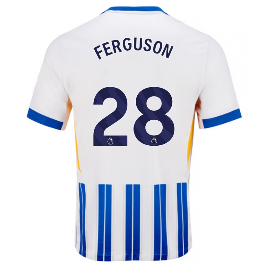 Férfi Labdarúgás Evan Ferguson #28 Fehér Kék Csíkos Hazai Jersey 2024/25 Mez Póló Ing