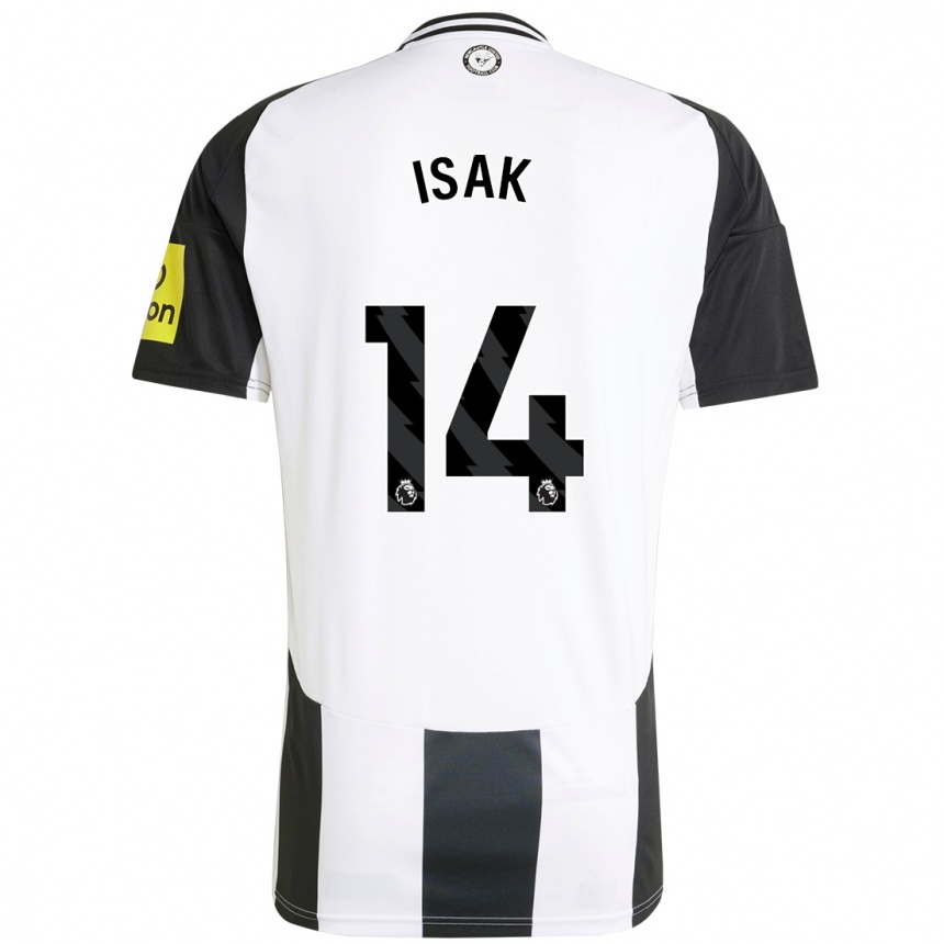 Férfi Labdarúgás Alexander Isak #14 Fehér Fekete Hazai Jersey 2024/25 Mez Póló Ing