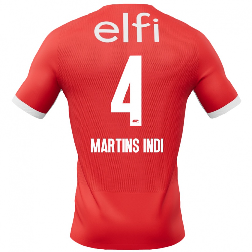 Férfi Labdarúgás Bruno Martins Indi #4 Piros Fehér Hazai Jersey 2024/25 Mez Póló Ing