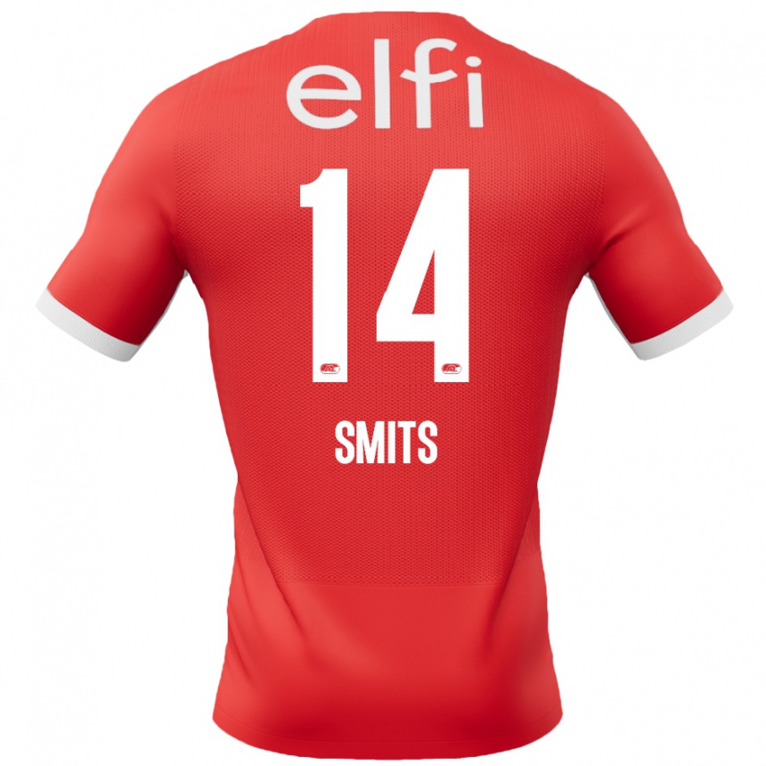 Férfi Labdarúgás Anthony Smits #14 Piros Fehér Hazai Jersey 2024/25 Mez Póló Ing