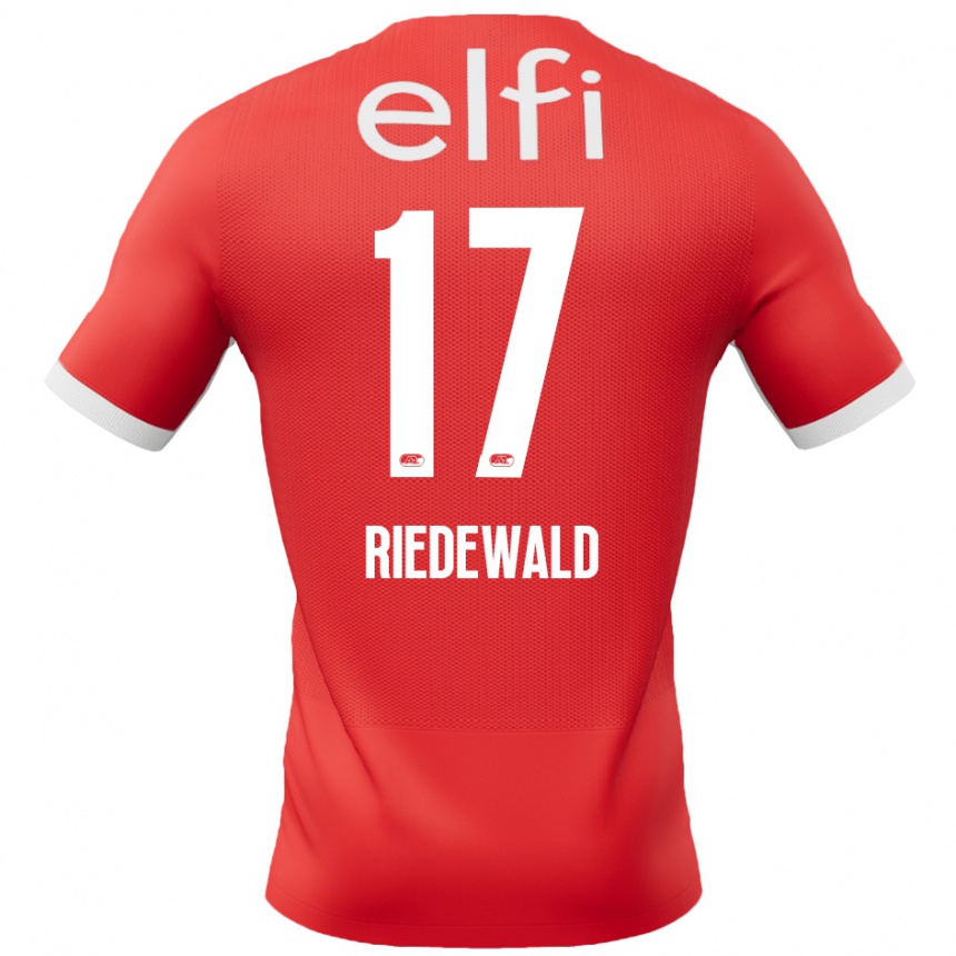 Férfi Labdarúgás Kenzo Riedewald #17 Piros Fehér Hazai Jersey 2024/25 Mez Póló Ing