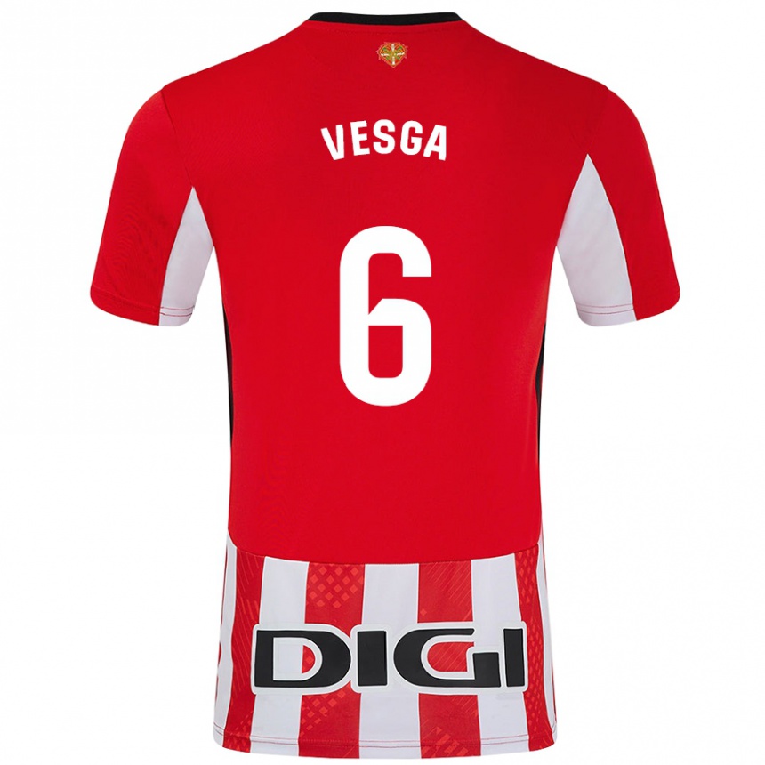 Férfi Labdarúgás Mikel Vesga #6 Piros Fehér Hazai Jersey 2024/25 Mez Póló Ing