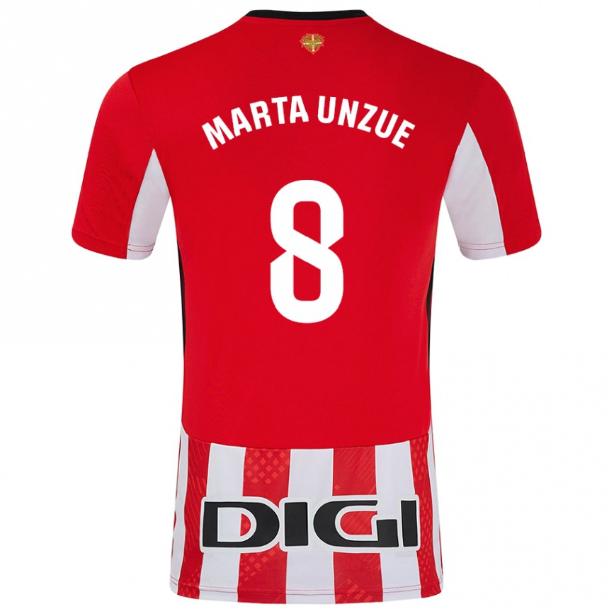 Férfi Labdarúgás Marta Unzué Urdániz #8 Piros Fehér Hazai Jersey 2024/25 Mez Póló Ing