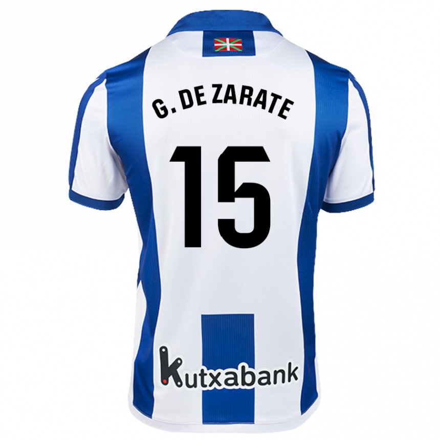 Férfi Labdarúgás Urko González De Zarate #15 Fehér Kék Hazai Jersey 2024/25 Mez Póló Ing