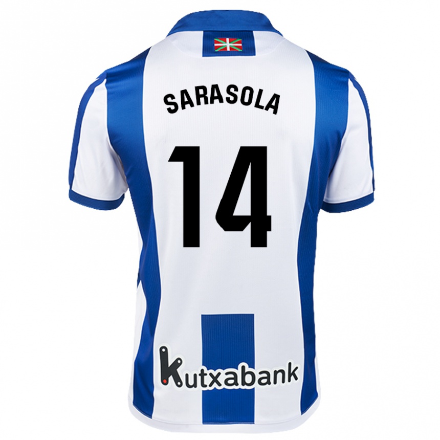 Férfi Labdarúgás Izarne Sarasola Beain #14 Fehér Kék Hazai Jersey 2024/25 Mez Póló Ing