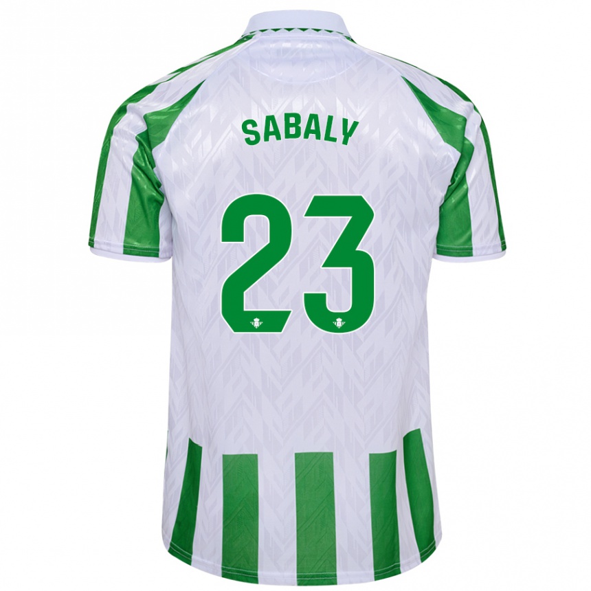 Férfi Labdarúgás Youssouf Sabaly #23 Zöld Fehér Csíkok Hazai Jersey 2024/25 Mez Póló Ing