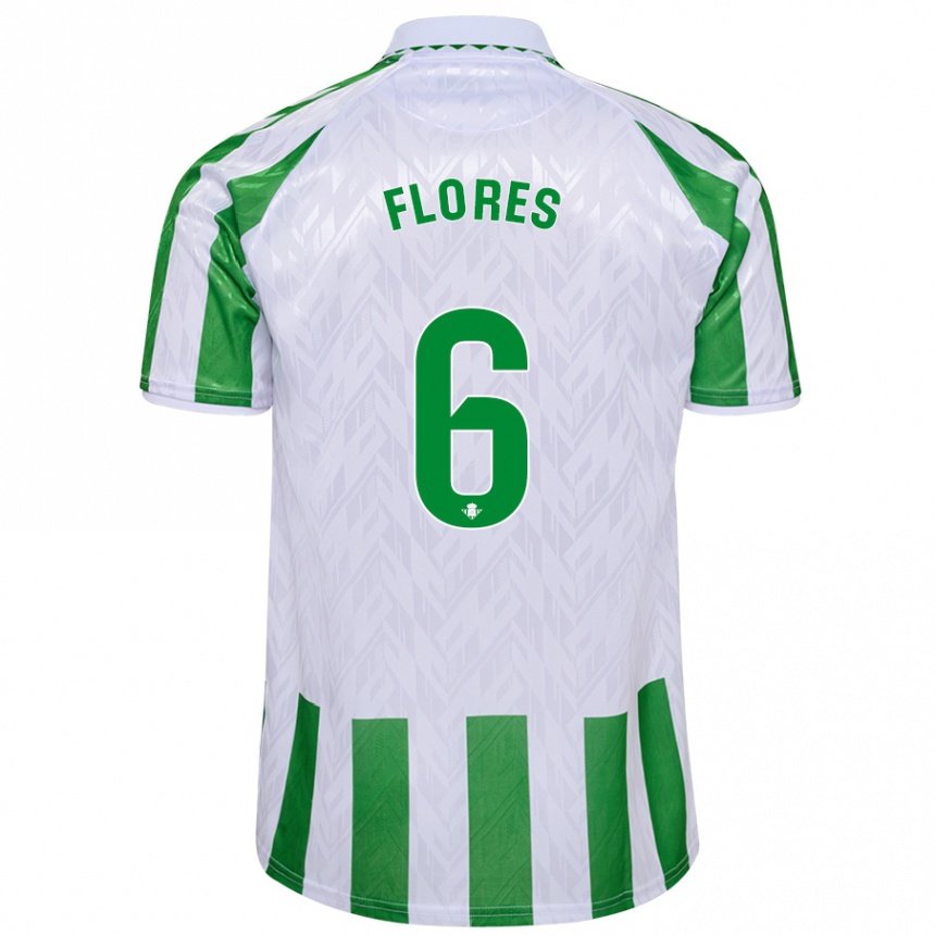 Férfi Labdarúgás Mateo Flores #6 Zöld Fehér Csíkok Hazai Jersey 2024/25 Mez Póló Ing