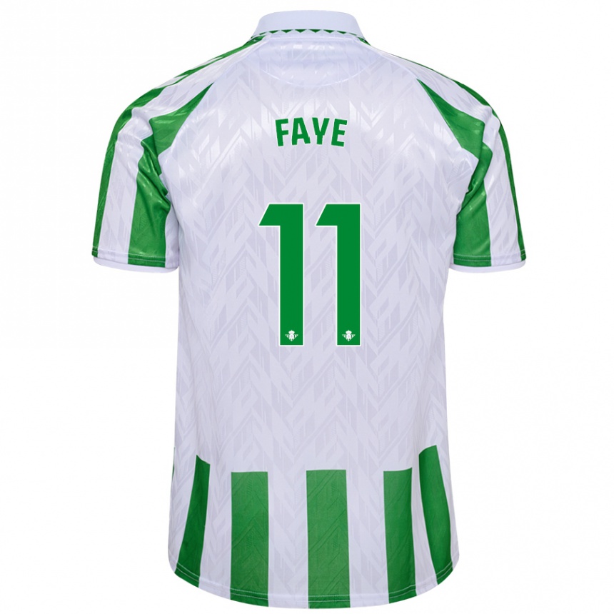 Férfi Labdarúgás Souleymane Faye #11 Zöld Fehér Csíkok Hazai Jersey 2024/25 Mez Póló Ing