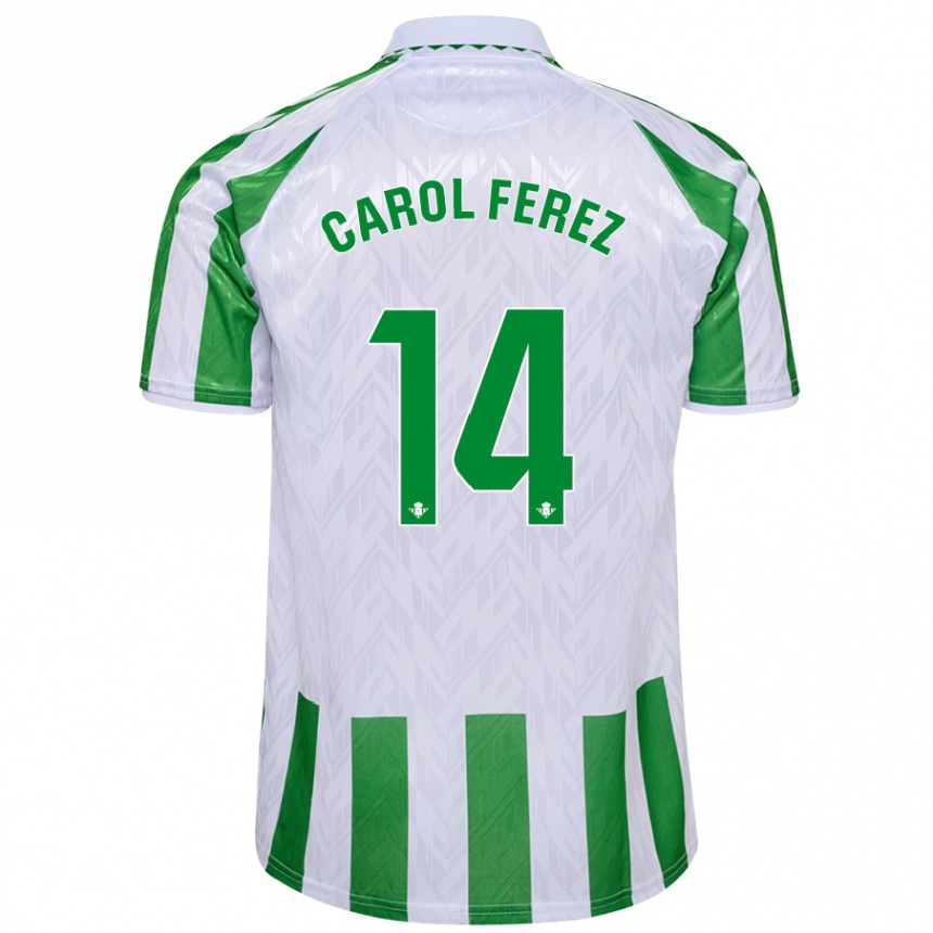 Férfi Labdarúgás Carolina Férez Méndez #14 Zöld Fehér Csíkok Hazai Jersey 2024/25 Mez Póló Ing