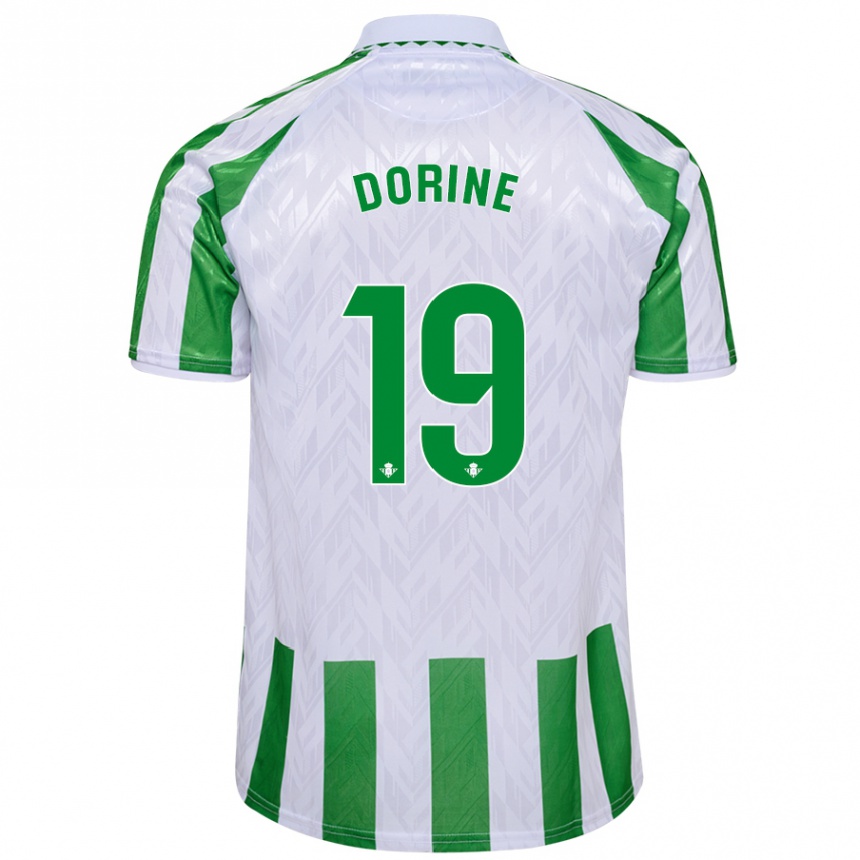 Férfi Labdarúgás Dorine Nina Chuigoue #19 Zöld Fehér Csíkok Hazai Jersey 2024/25 Mez Póló Ing