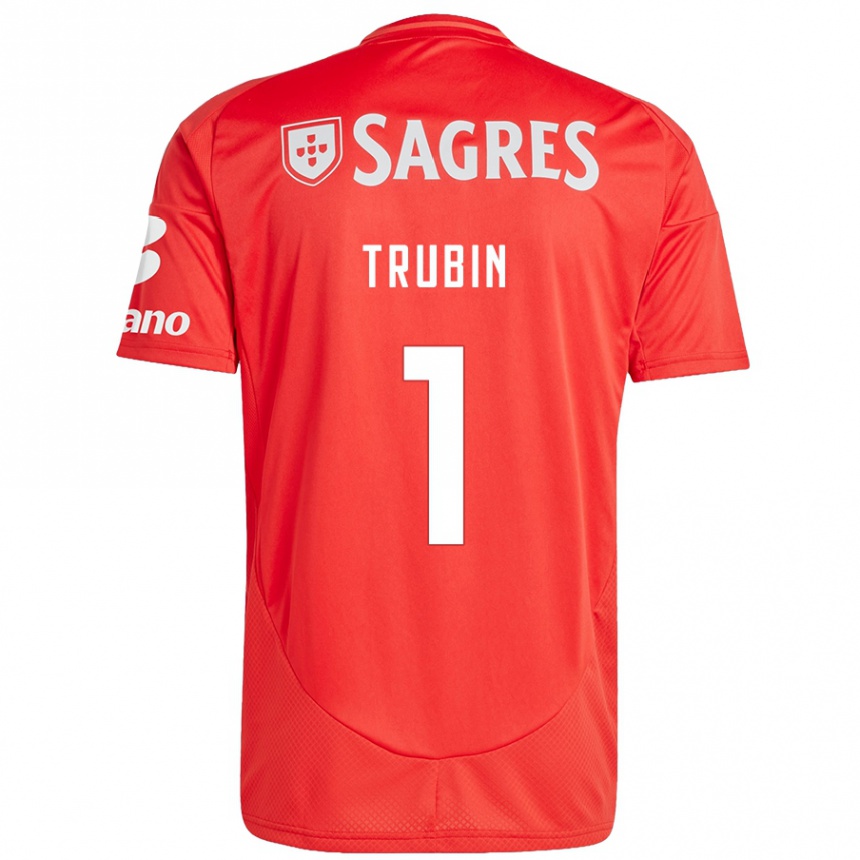 Férfi Labdarúgás Anatoliy Trubin #1 Piros Fehér Hazai Jersey 2024/25 Mez Póló Ing