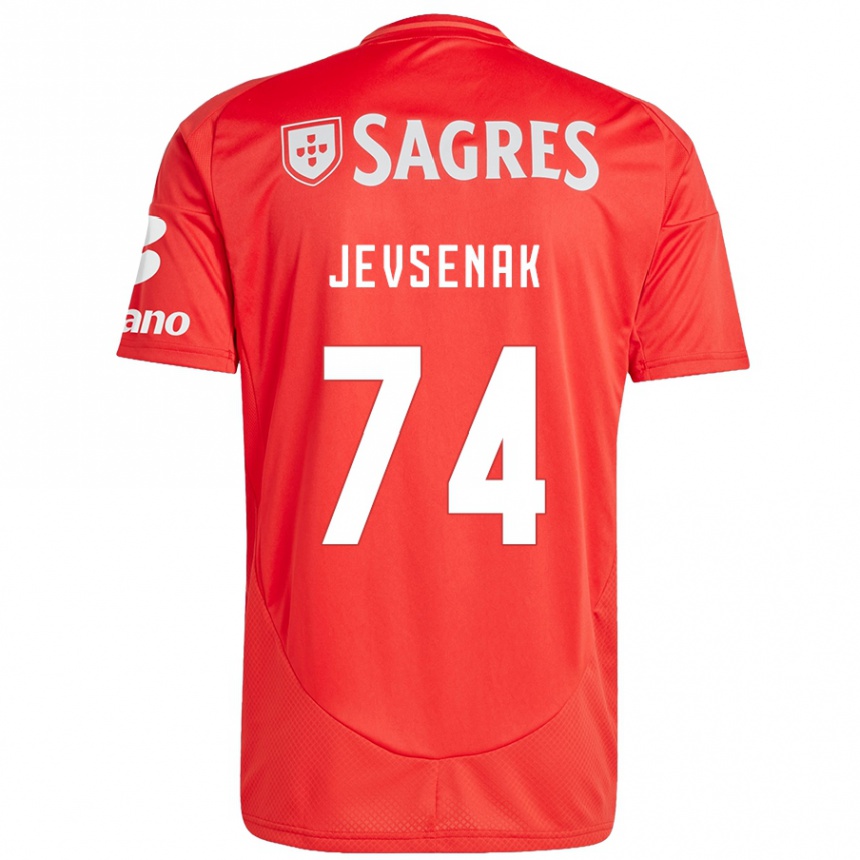 Férfi Labdarúgás Zan Jevsenak #74 Piros Fehér Hazai Jersey 2024/25 Mez Póló Ing