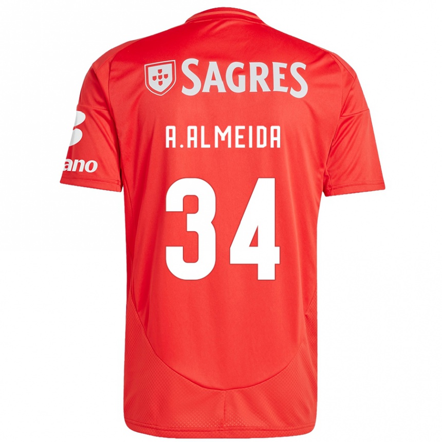 Férfi Labdarúgás Andre Almeida #34 Piros Fehér Hazai Jersey 2024/25 Mez Póló Ing