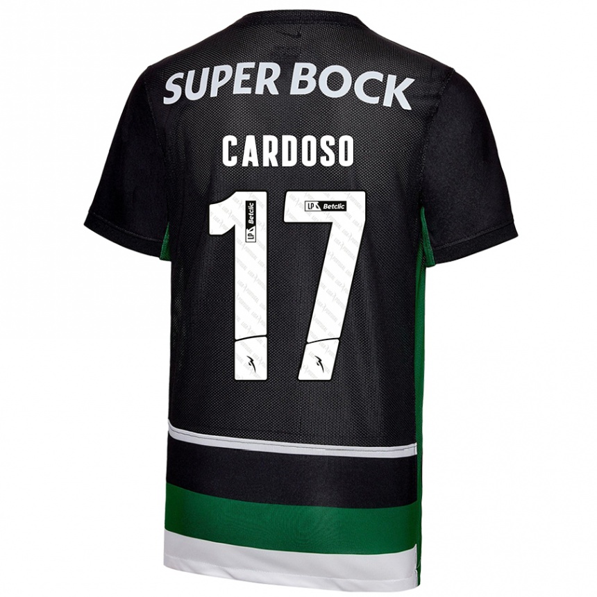 Férfi Labdarúgás Diogo Cardoso #17 Fekete Fehér Zöld Hazai Jersey 2024/25 Mez Póló Ing