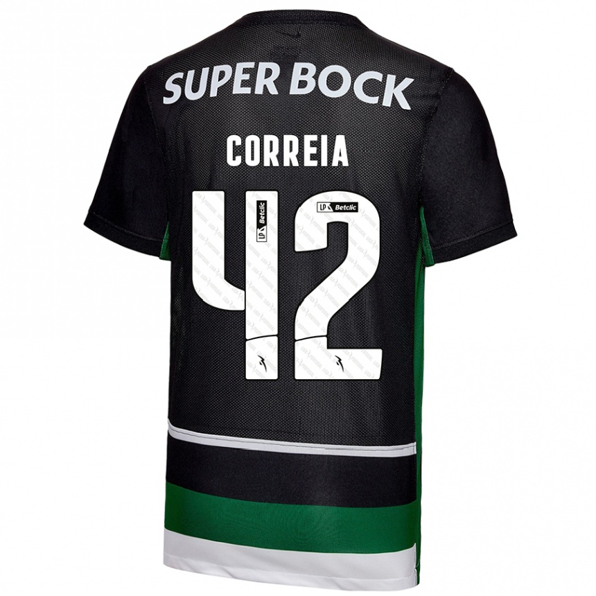 Férfi Labdarúgás Leonete Maísa Nozerand Correia #42 Fekete Fehér Zöld Hazai Jersey 2024/25 Mez Póló Ing