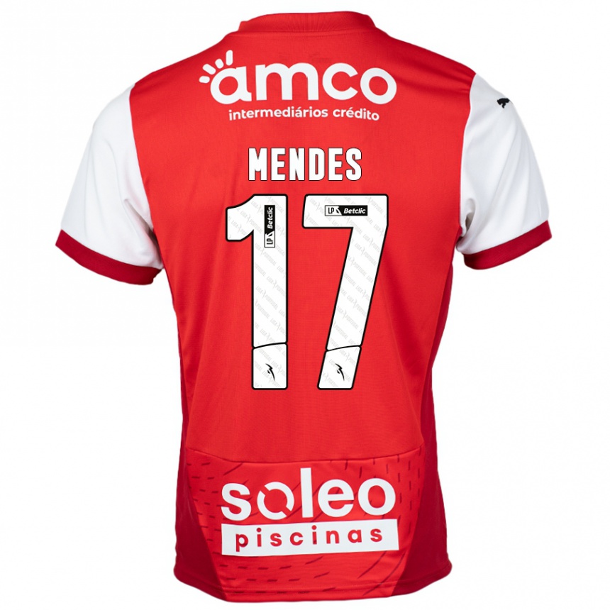 Férfi Labdarúgás Joe Mendes #17 Piros Fehér Hazai Jersey 2024/25 Mez Póló Ing