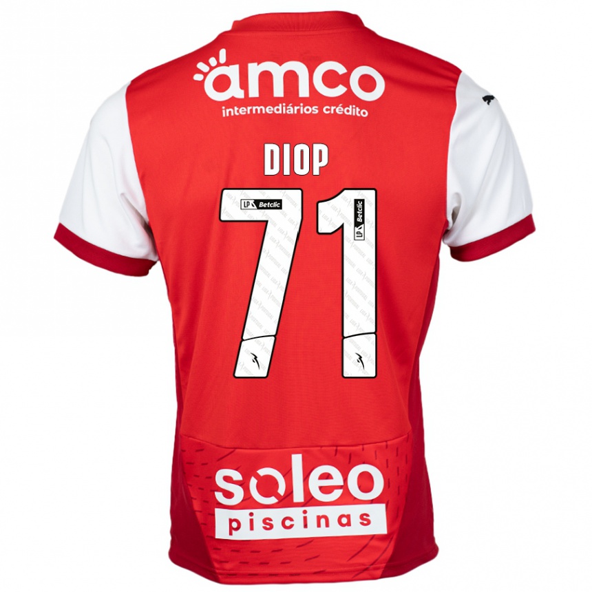 Férfi Labdarúgás Mamadou Diop #71 Piros Fehér Hazai Jersey 2024/25 Mez Póló Ing