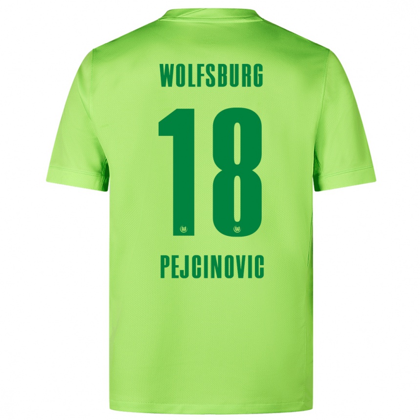 Férfi Labdarúgás Dzenan Pejcinovic #18 Fluoreszkáló Zöld Hazai Jersey 2024/25 Mez Póló Ing