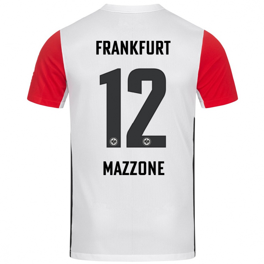 Férfi Labdarúgás Matteo Mazzone #12 Fehér Piros Hazai Jersey 2024/25 Mez Póló Ing