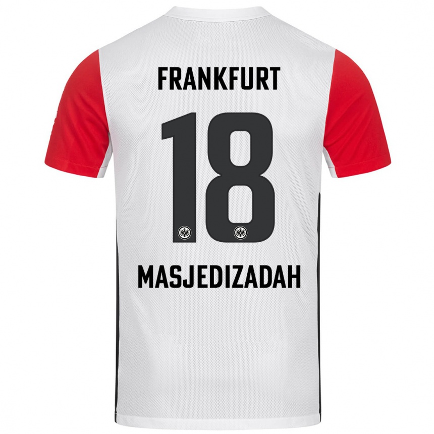 Férfi Labdarúgás Abolfazl Masjedizadah #18 Fehér Piros Hazai Jersey 2024/25 Mez Póló Ing