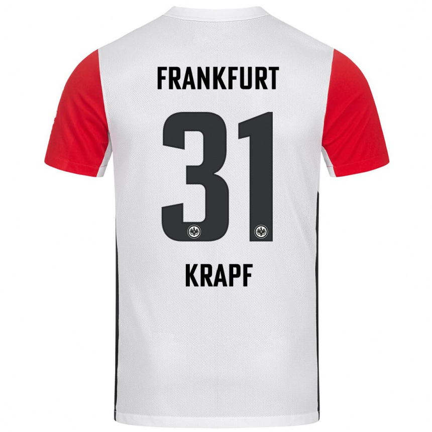 Férfi Labdarúgás Maximilian Krapf #31 Fehér Piros Hazai Jersey 2024/25 Mez Póló Ing