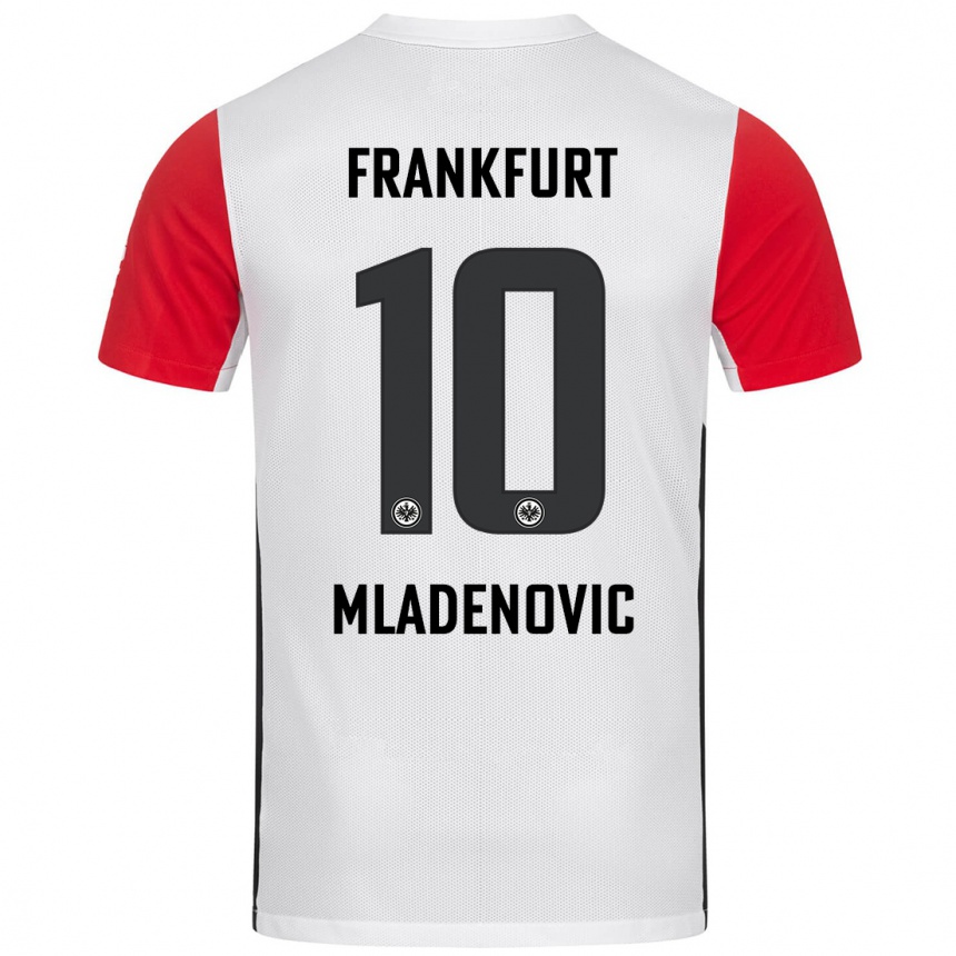 Férfi Labdarúgás Marko Mladenovic #10 Fehér Piros Hazai Jersey 2024/25 Mez Póló Ing