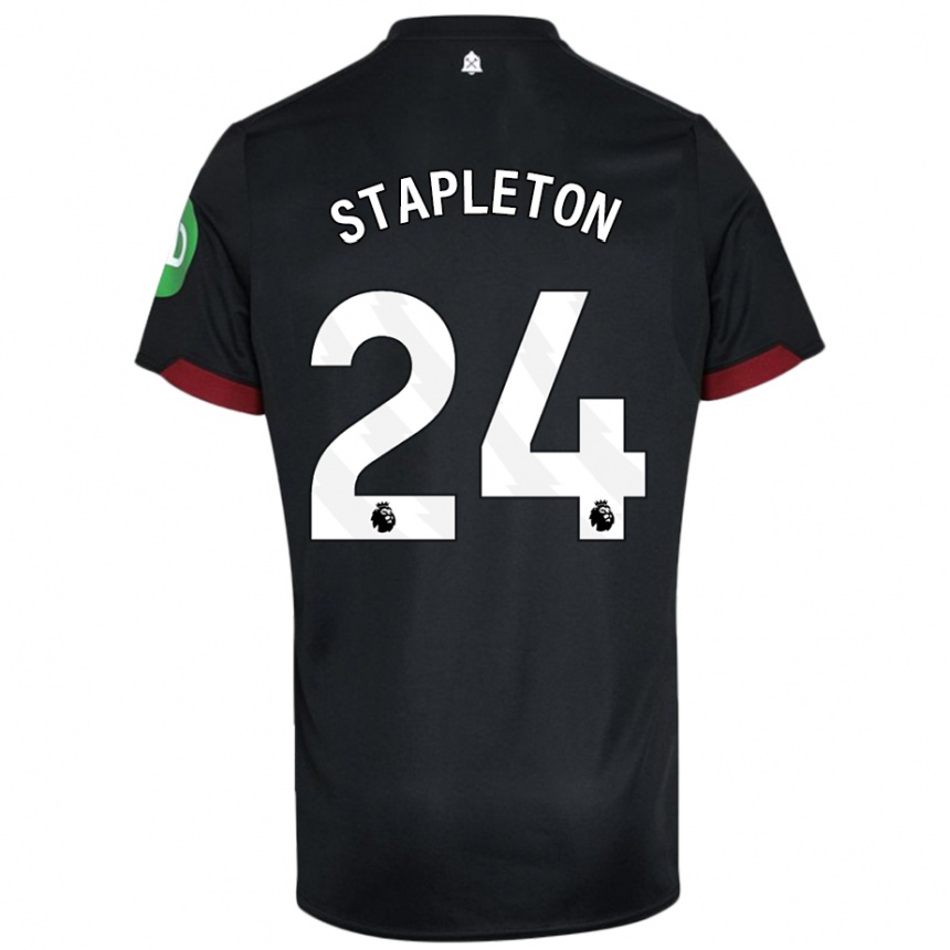 Férfi Labdarúgás Jessie Stapleton #24 Fekete Fehér Idegenbeli Jersey 2024/25 Mez Póló Ing